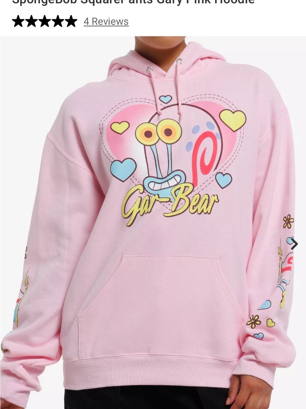 Pink 'Gar-Bear' Graphic Hoodie SpongeBob size XS but oversized